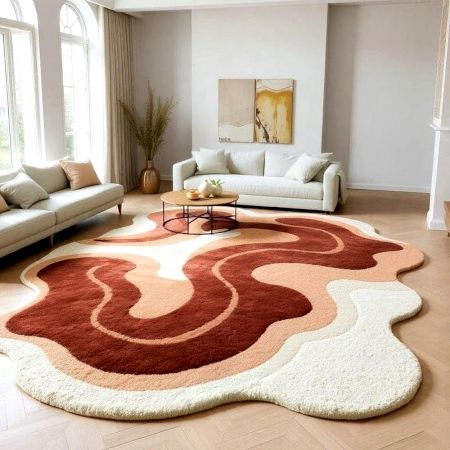 Handcrafted Organic Abstract Brown Contemporary Area Rug